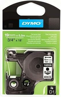 16959 Dymo D1 Perm. Polyester tape 12mm Zwart op Wit